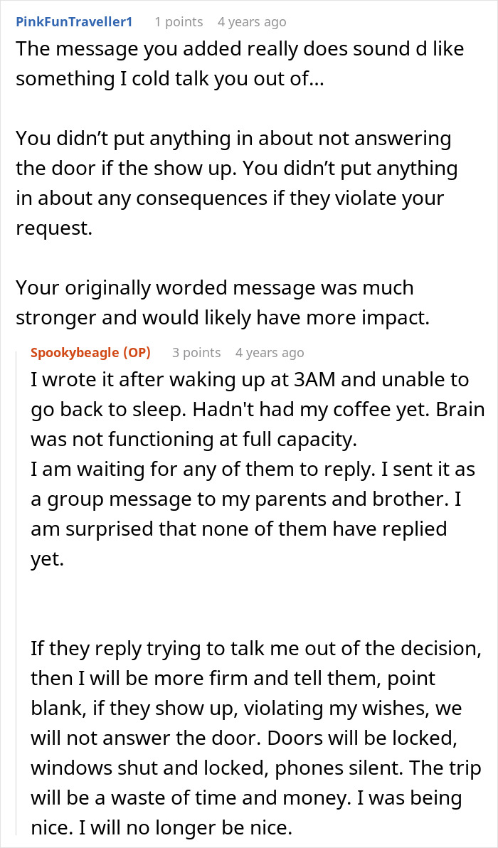 Reddit thread discussing family boundaries and visitor rules before giving birth. Reddit thread discussing family boundaries and visitor rules before giving birth.