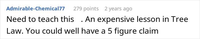 A Reddit comment regarding tree law and expensive lessons A Reddit comment regarding tree law and expensive lessons