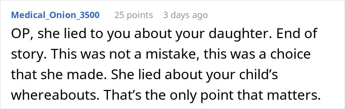 A online comment stating that lying about a niece alone at school is a choice, not a mistake. A online comment stating that lying about a niece alone at school is a choice, not a mistake.