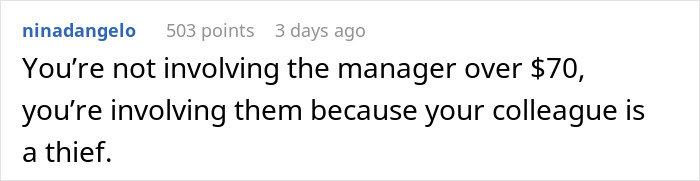 Online comment about a thief stealing a coworker lunch at work Online comment about a thief stealing a coworker lunch at work
