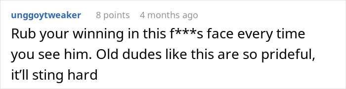 Comment advising to rub a legal victory in the face of an entitled neighbor who cuts down an old oak. Comment advising to rub a legal victory in the face of an entitled neighbor who cuts down an old oak.