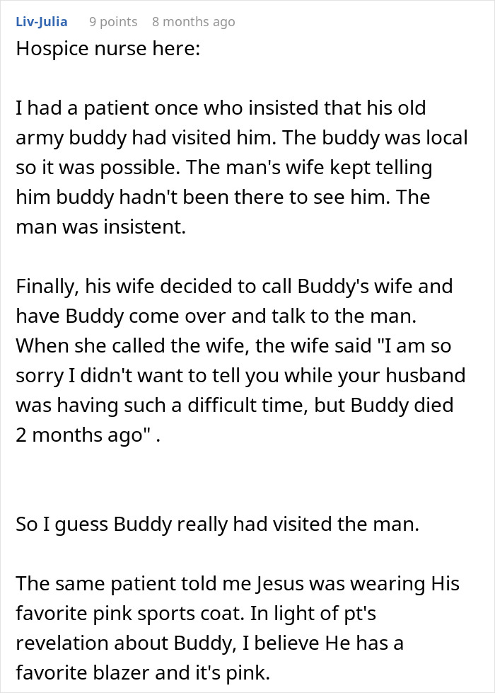 Comment about end-of-life conversations and a hospice nurse sharing a patient story Comment about end-of-life conversations and a hospice nurse sharing a patient story