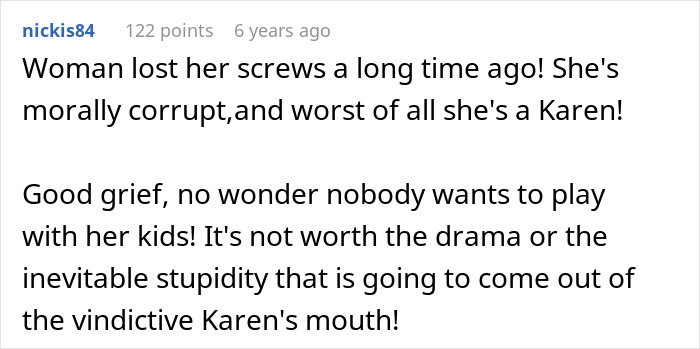 Social media comment criticizing a Karen and unhinged mom for causing drama. Social media comment criticizing a Karen and unhinged mom for causing drama.