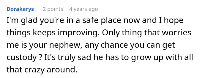 Reddit comment expressing worry for a nephew after a guy keeps pursuing ex who rejected him.