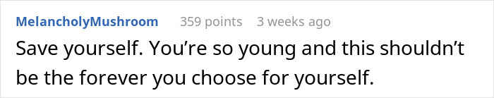 A supportive online comment advising a young woman who can not marry her fiance to save herself A supportive online comment advising a young woman who can not marry her fiance to save herself