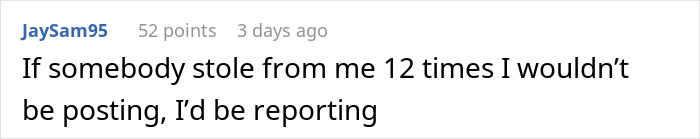User comment advising to report theft after a coworker treats lunches like an office buffet. User comment advising to report theft after a coworker treats lunches like an office buffet.