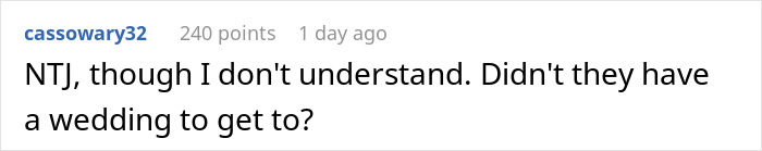 Comment questioning why the bride didn't prioritize her wedding over porch use Comment questioning why the bride didn't prioritize her wedding over porch use
