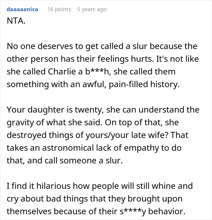 User advice regarding a family conflict caused by a daughter's cruel outburst following the loss of a mother. User advice regarding a family conflict caused by a daughter's cruel outburst following the loss of a mother.