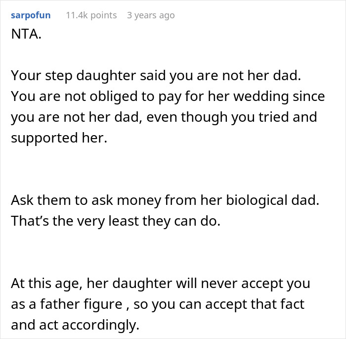 Stepdaughter Makes Sure Stepdad Knows She Hates Him, Still Shocked He Might Not Fund Her Wedding Stepdaughter Makes Sure Stepdad Knows She Hates Him, Still Shocked He Might Not Fund Her Wedding