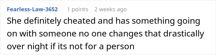 A comment post suggesting cheating occurred after a girls trip.