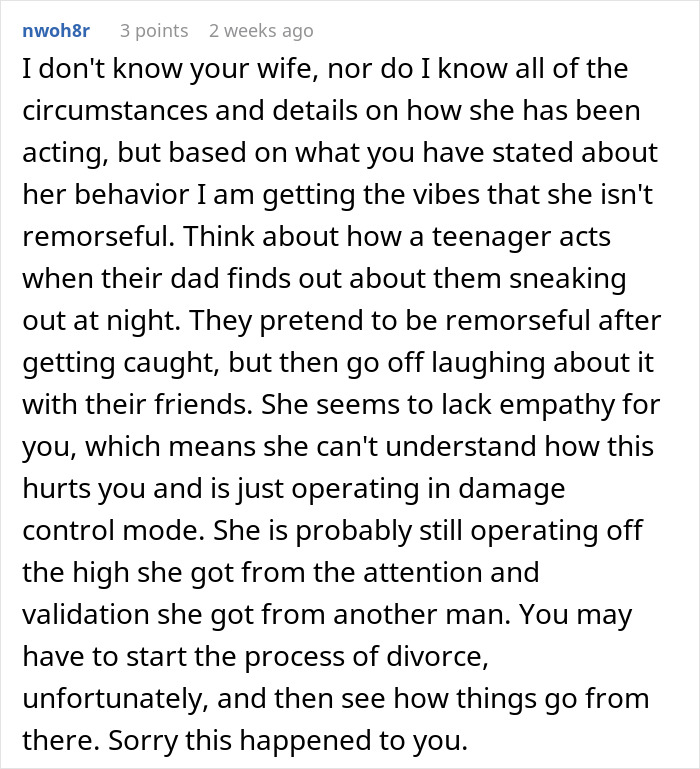A comment on girls trip discussing a wife lacking remorse after her husband senses something is off