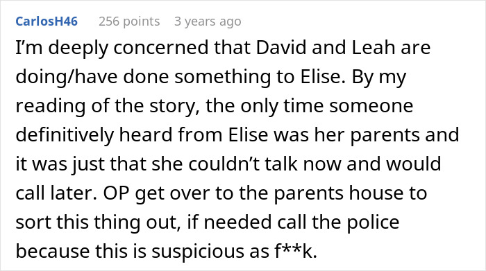 An online comment about a proposal and disappearing act expressing concern and suspicion about the girlfriend's friends.