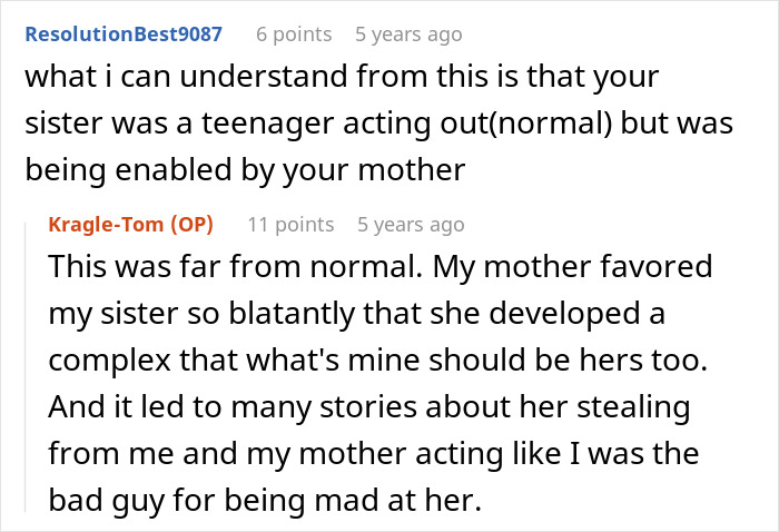 Reddit thread discussing family issues and a mother who enabled her daughter to steal from her sibling Reddit thread discussing family issues and a mother who enabled her daughter to steal from her sibling