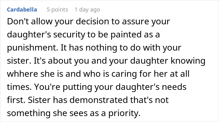Online comment supporting the mother after aunt leaves 8yo niece alone at school. Online comment supporting the mother after aunt leaves 8yo niece alone at school.