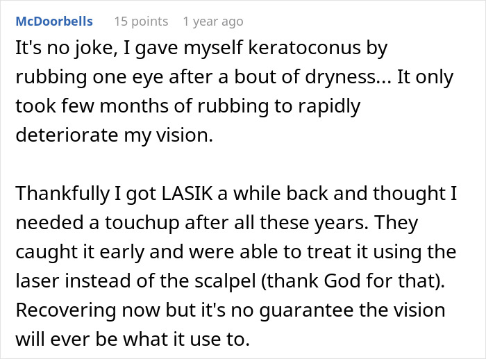 Rubbing eyes can cause keratoconus and worsen vision rapidly Rubbing eyes can cause keratoconus and worsen vision rapidly