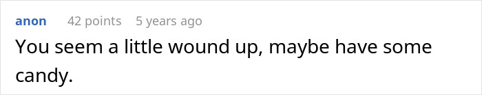 Comment suggesting to calm down and have some candy during Halloween