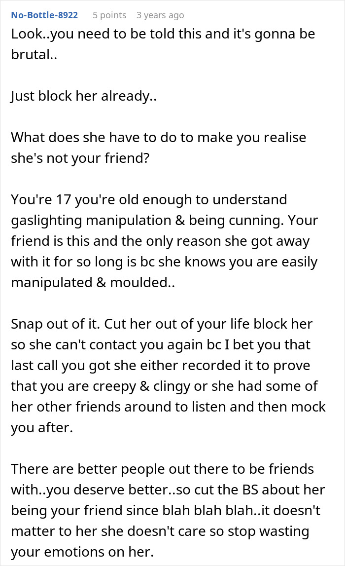 Advice to block manipulative friend in teen friendship drama Advice to block manipulative friend in teen friendship drama