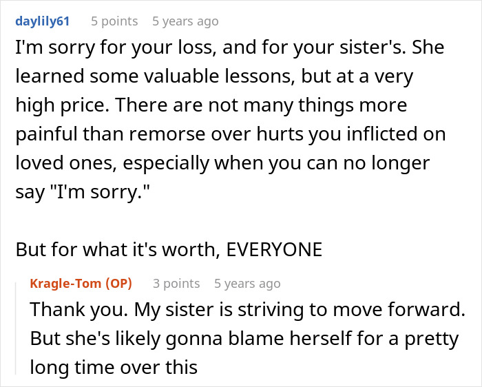 Social comment thread discussing a sister who smashes game consoles and feels remorse for her actions. Social comment thread discussing a sister who smashes game consoles and feels remorse for her actions.