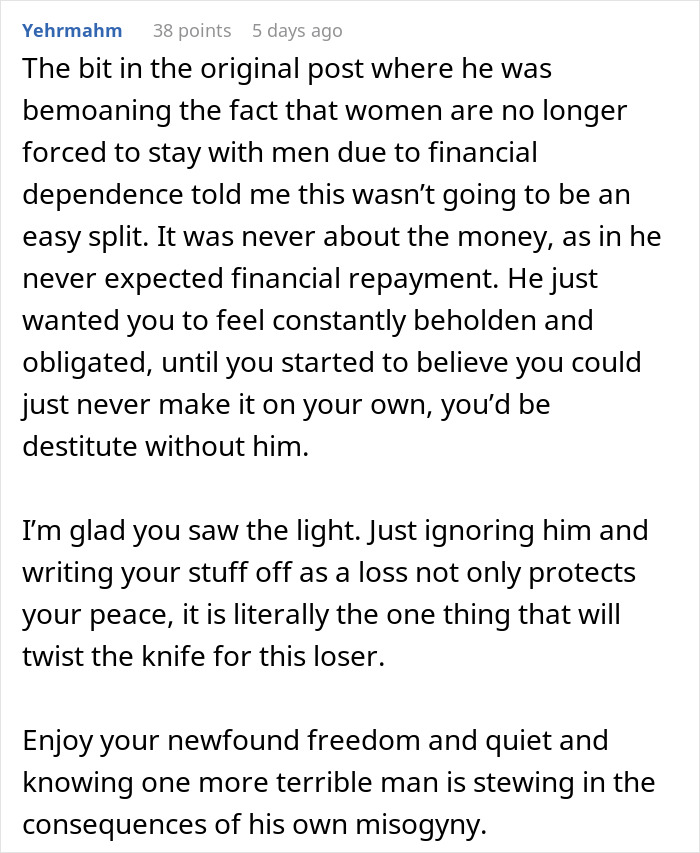 Guy Reminds Woman Of All The Things He Buys, Uses Them Against Her, Then Says She's Hurting Him Guy Reminds Woman Of All The Things He Buys, Uses Them Against Her, Then Says She's Hurting Him