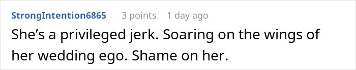 Comment criticizing entitled bride for her wedding ego and behavior Comment criticizing entitled bride for her wedding ego and behavior