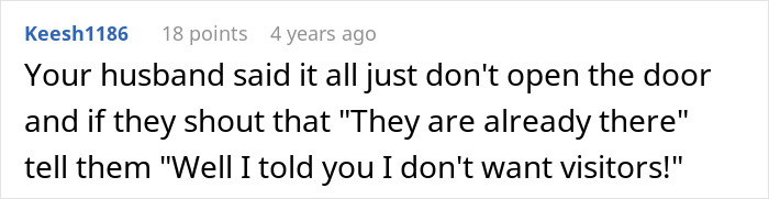 Online comment advising how to set a boundary with unwanted visitors before giving birth Online comment advising how to set a boundary with unwanted visitors before giving birth