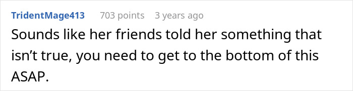 A comment suggesting friends spread false rumors about the guy before his dream proposal.