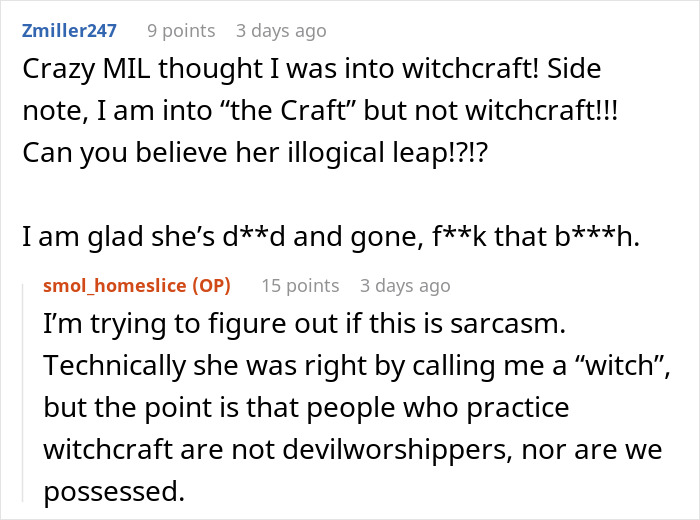 User describing MIL accusing them of witchcraft and clarifying misconceptions User describing MIL accusing them of witchcraft and clarifying misconceptions