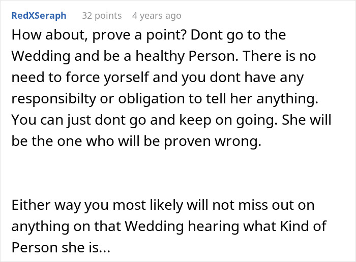 Advice to skip wedding and prove health in bride-to-be banning diabetic SIL over weight loss Advice to skip wedding and prove health in bride-to-be banning diabetic SIL over weight loss