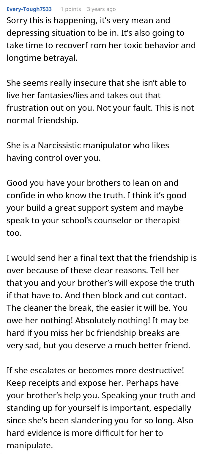 Advice on dealing with toxic friendship and lies involving best friend's brothers Advice on dealing with toxic friendship and lies involving best friend's brothers