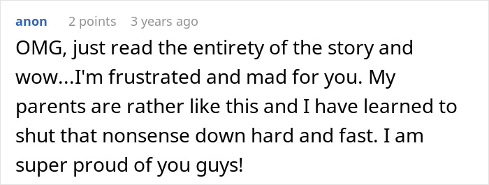 A comment of support from anon for a woman sets a clear boundary before giving birth. A comment of support from anon for a woman sets a clear boundary before giving birth.