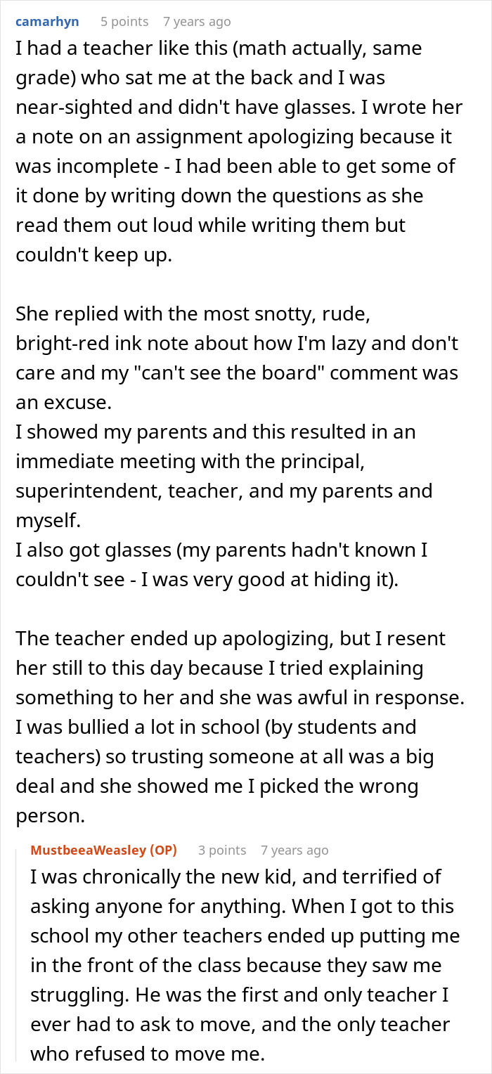 Nearsighted Student Asks To Sit Closer To The Board, Math Teacher Writes A Big Red “NO!” Nearsighted Student Asks To Sit Closer To The Board, Math Teacher Writes A Big Red “NO!”