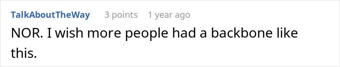 Comment praising a woman for standing up to her family after MIL shames DIL for not wearing a bra at home.