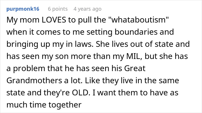 Social media comment about a mother reacting to setting boundaries and family visits after birth. Social media comment about a mother reacting to setting boundaries and family visits after birth.