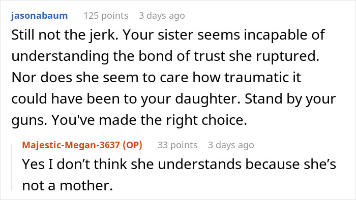 Online comments advising a mother after an aunt leaves niece at school and ruptures trust. Online comments advising a mother after an aunt leaves niece at school and ruptures trust.