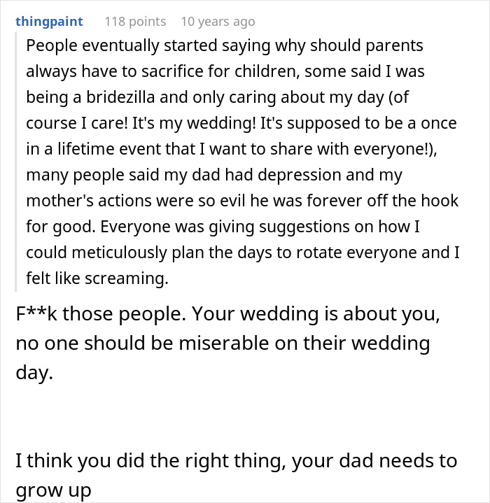 Dad Threatens To Skip Daughter’s Wedding If She Invites Cheater Mom, She’s Fed Up With Their Drama Dad Threatens To Skip Daughter’s Wedding If She Invites Cheater Mom, She’s Fed Up With Their Drama