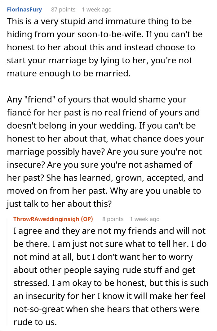 Long comment about maturity and honesty in engagement and marriage Long comment about maturity and honesty in engagement and marriage