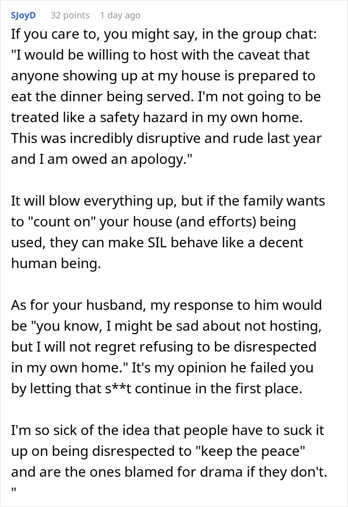 Woman Brings Her Own Food To Thanksgiving Because She Doesn't Trust SIL, Is Shocked At Her Reaction Woman Brings Her Own Food To Thanksgiving Because She Doesn't Trust SIL, Is Shocked At Her Reaction