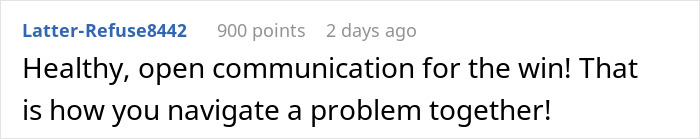 Comment praising healthy communication in engagement announcement story Comment praising healthy communication in engagement announcement story