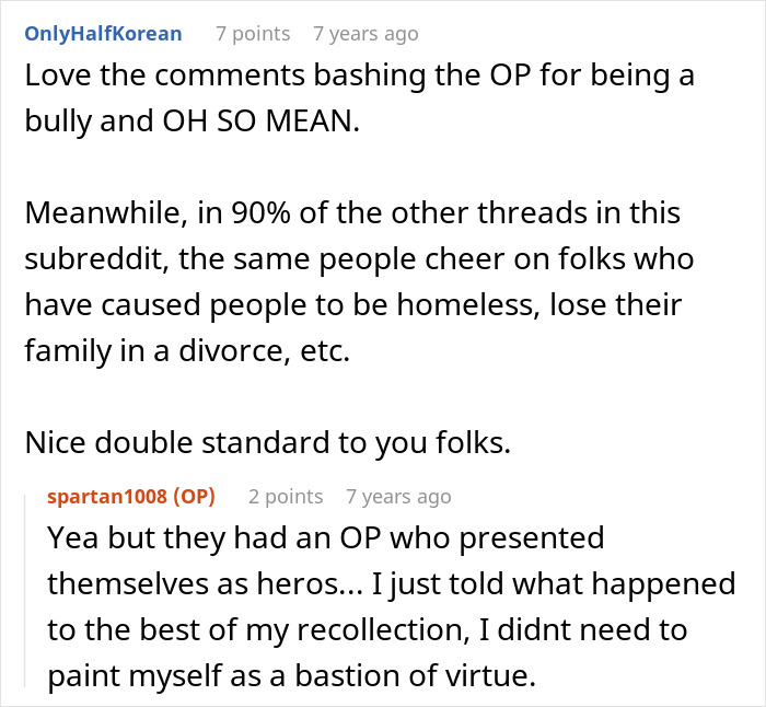 Reddit comment discussion about double standards regarding an employee who never forgives.