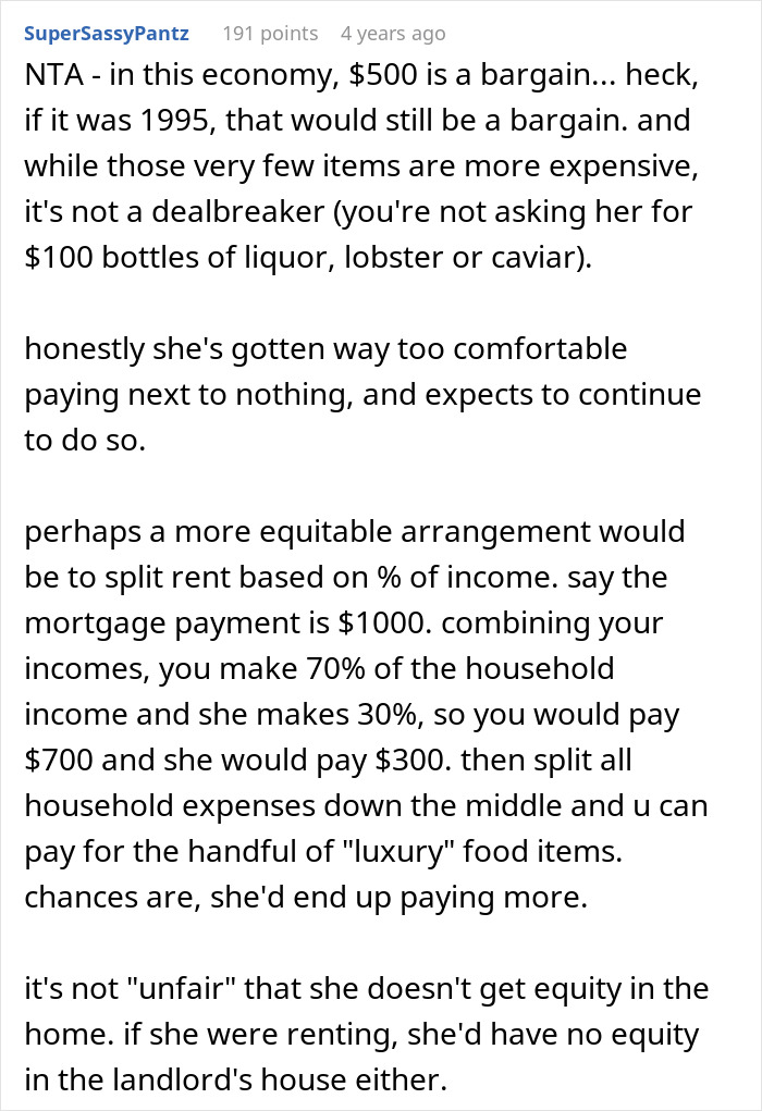 Reddit user suggestions on splitting rent and household expenses amidst couple fights. Reddit user suggestions on splitting rent and household expenses amidst couple fights.