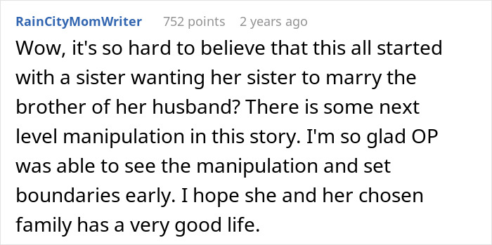 Reddit reaction highlighting manipulation and boundaries as her sister helps him cross boundaries