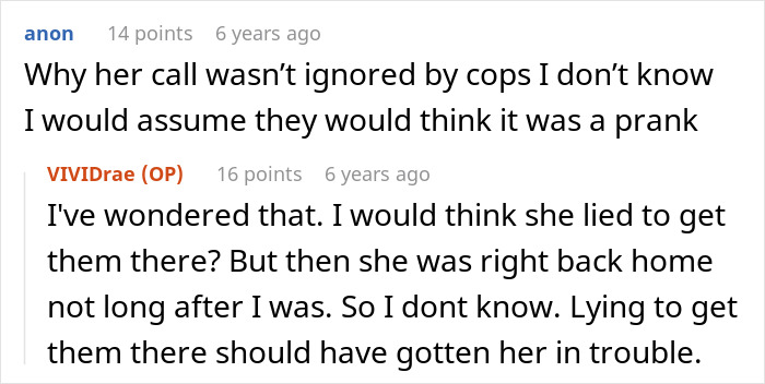 A comment thread questioning why the unhinged mom calls the police on her daughter, mentioning a prank. A comment thread questioning why the unhinged mom calls the police on her daughter, mentioning a prank.