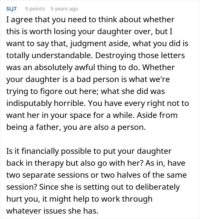 Online user discussing family therapy options after a daughter cruel outburst. Online user discussing family therapy options after a daughter cruel outburst.