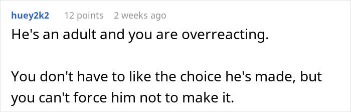 A online comment discussing how a mom is losing sleep over her son's adult decisions. A online comment discussing how a mom is losing sleep over her son's adult decisions.