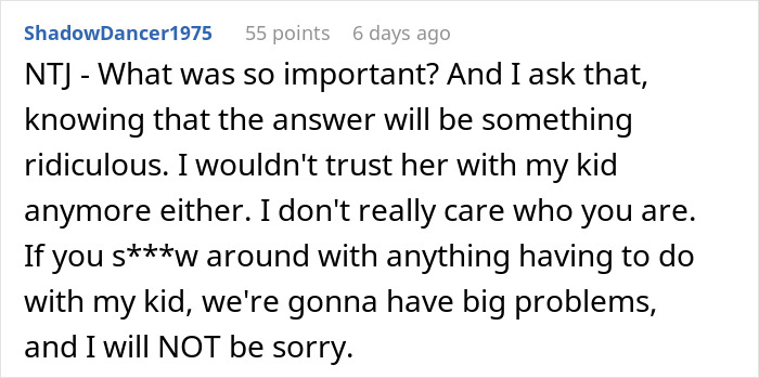 User reaction to the story where an aunt leaves 8YO niece alone at school and breaks trust. User reaction to the story where an aunt leaves 8YO niece alone at school and breaks trust.
