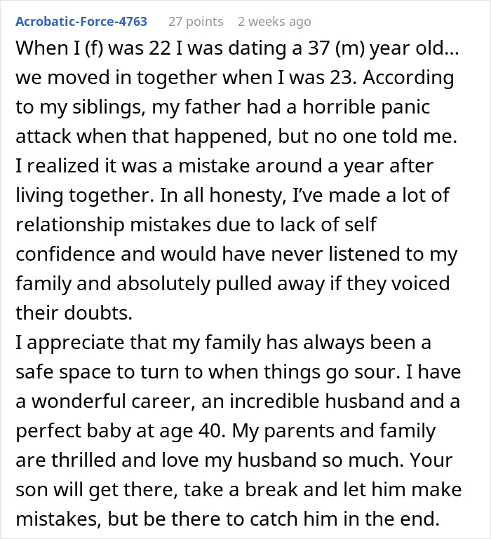 Commenter sharing personal advice for a mom losing sleep, suggesting she let her 19-year-old son make mistakes. Commenter sharing personal advice for a mom losing sleep, suggesting she let her 19-year-old son make mistakes.