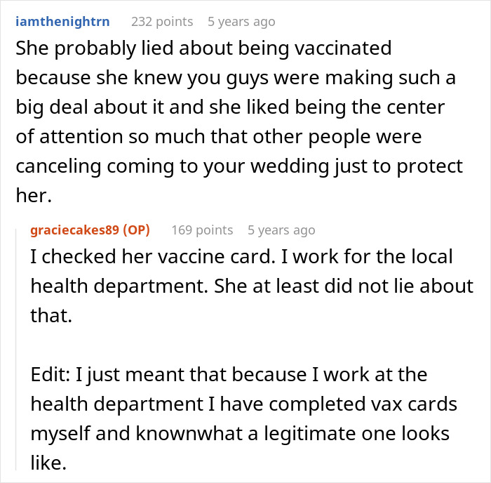 MIL Lies About Being Vaccinated For A "Big Announcement" At The Wedding