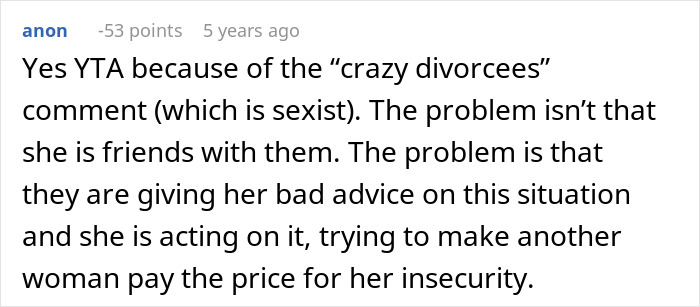 A Reddit comment criticizing the husband for using a sexist term about his wife's friends A Reddit comment criticizing the husband for using a sexist term about his wife's friends