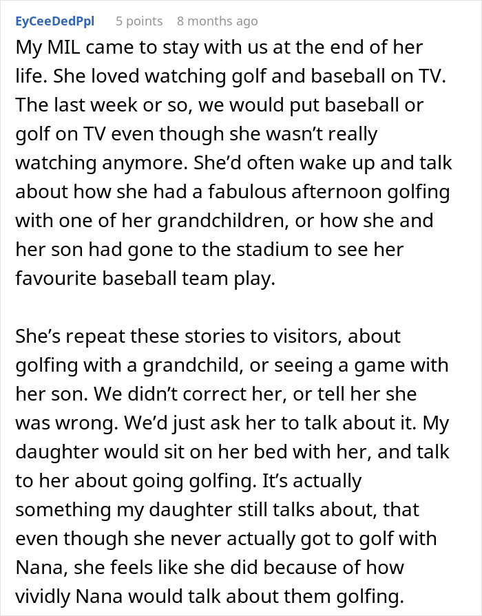 A online story reflecting on end-of-life conversations where a grandmother vividly remembered golfing and sports A online story reflecting on end-of-life conversations where a grandmother vividly remembered golfing and sports