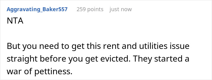 Reddit comment on rent and utility issues after roommates banned a woman from watching TV. Reddit comment on rent and utility issues after roommates banned a woman from watching TV.